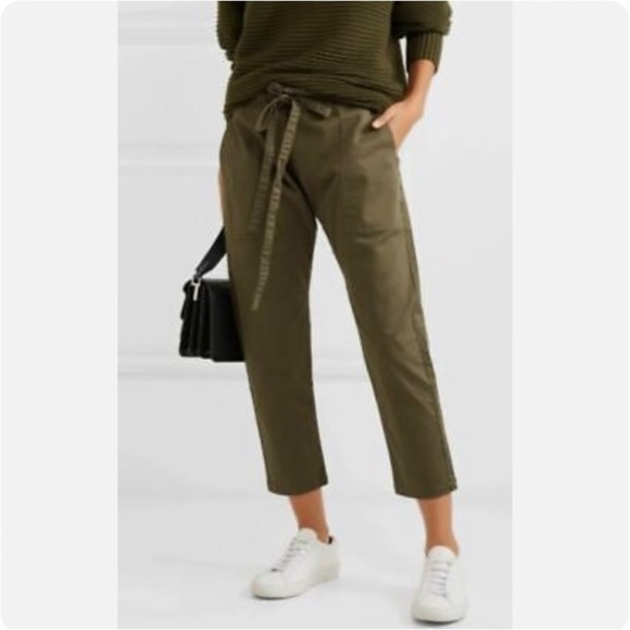 CURRENT / ELLIOTT The Tabloid Olive Green Drawstring Crop Pants - Picture 1 of 11